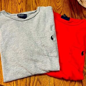 2 Men’s Polo Ralph Lauren Grey and Red Pocket T-Shirts Small Pre-Owned.